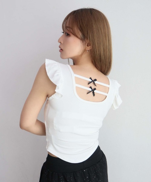 CECIL McBEE(セシルマクビー)の「【CECIL McBEE】カップ付きフリルリボンタンクトップ(タンクトップ・レディース・アイボリー/ブラック/レッド・MEDIUM)」の11枚目の写真