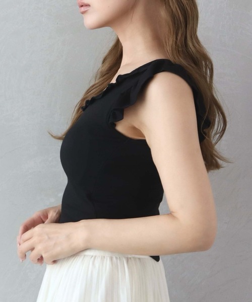 CECIL McBEE(セシルマクビー)の「【CECIL McBEE】カップ付きフリルリボンタンクトップ(タンクトップ・レディース・アイボリー/ブラック/レッド・MEDIUM)」の6枚目の写真