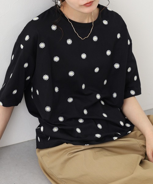 FUNALIVE(ファンアライブ)の「デイジー刺繍Tシャツ 5分袖(Tシャツ/カットソー・レディース・ブラック/オフホワイト・L/M)」の14枚目の写真