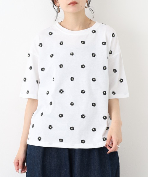 FUNALIVE(ファンアライブ)の「デイジー刺繍Tシャツ 5分袖(Tシャツ/カットソー・レディース・ブラック/オフホワイト・L/M)」の19枚目の写真
