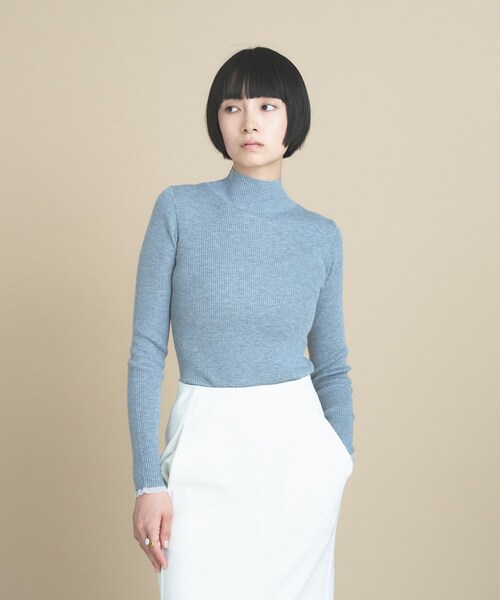 cloenc(クロエンス)の「【WEB限定カラーあり】Relaxy Rich シルクカシミヤ混 モックネック ニット(ニット/セーター・レディース・サックスブルー/ピンク/ワインレッド/ベージュ系その他7/ライトグレー系8/ブラウン系8/オリーブ/ネイビー/ライトイエロー系・02)」の2枚目の写真
