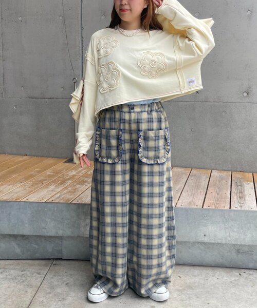 HELLO.SANFRANCISCO（ハローサンフランシスコ）の「【HELLO.SANFRANCISCO】チェック柄フリルポケットボリュームパンツ（その他パンツ・レディース・ブラウン/オレンジ/ブルー・SMALL/MEDIUM）」の18枚目の写真