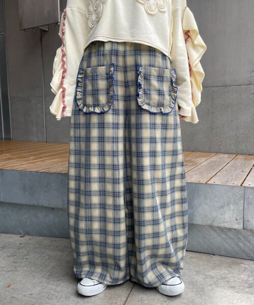HELLO.SANFRANCISCO（ハローサンフランシスコ）の「【HELLO.SANFRANCISCO】チェック柄フリルポケットボリュームパンツ（その他パンツ・レディース・ブラウン/オレンジ/ブルー・SMALL/MEDIUM）」の21枚目の写真