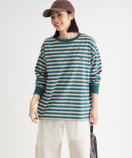 HONEYSUCKLE ROSE（ハニーサックルローズ）の「レース切替アシンメトリーヘム（Tシャツ/カットソー・レディース・ホワイト/ブラック/キャメル・04/05）」の4枚目の写真