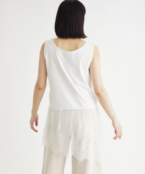 HONEYSUCKLE ROSE（ハニーサックルローズ）の「レース切替アシンメトリーヘム（Tシャツ/カットソー・レディース・ホワイト/ブラック/キャメル・04/05）」の7枚目の写真