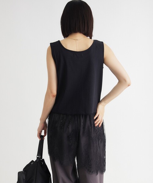 HONEYSUCKLE ROSE（ハニーサックルローズ）の「レース切替アシンメトリーヘム（Tシャツ/カットソー・レディース・ホワイト/ブラック/キャメル・04/05）」の13枚目の写真