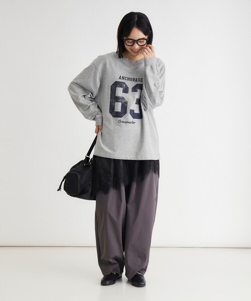 HONEYSUCKLE ROSE（ハニーサックルローズ）の「レース切替アシンメトリーヘム（Tシャツ/カットソー・レディース・ホワイト/ブラック/キャメル・04/05）」の15枚目の写真