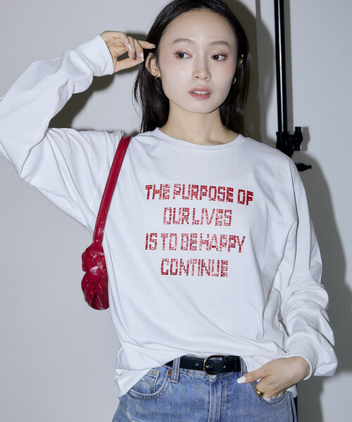 PUBLUX(パブリュクス)の「PUBLUX/パブリュクス ボックス ロゴ ビーズ 刺繍 ビッグシルエット ロンT 限定展開(Tシャツ/カットソー・レディース・グレー/ブラウン/オフホワイト/チャコールグレー・フリ-)」の12枚目の写真
