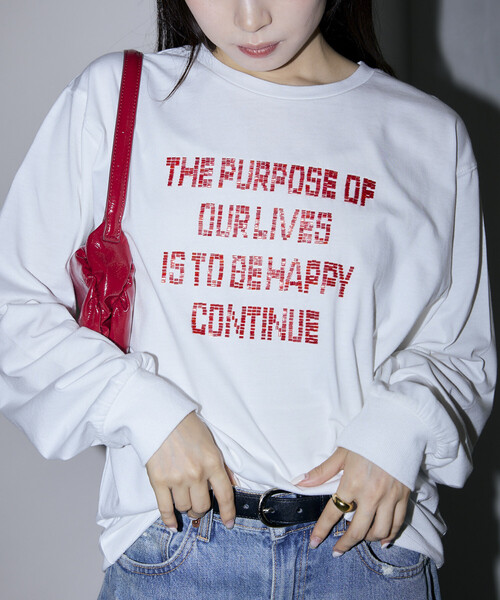 PUBLUX(パブリュクス)の「PUBLUX/パブリュクス ボックス ロゴ ビーズ 刺繍 ビッグシルエット ロンT 限定展開(Tシャツ/カットソー・レディース・グレー/ブラウン/オフホワイト/チャコールグレー・フリ-)」の13枚目の写真