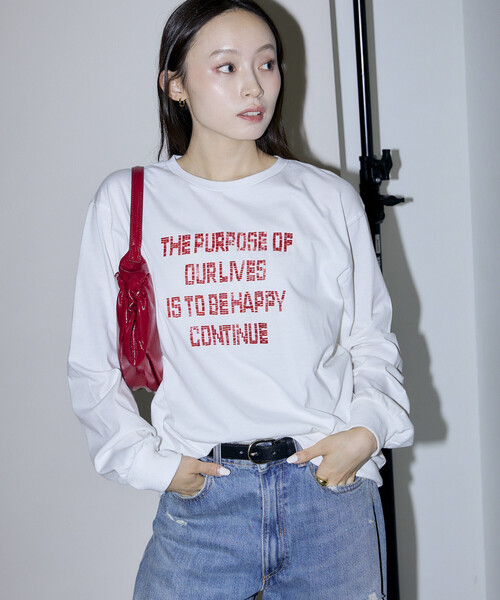 PUBLUX(パブリュクス)の「PUBLUX/パブリュクス ボックス ロゴ ビーズ 刺繍 ビッグシルエット ロンT 限定展開(Tシャツ/カットソー・レディース・グレー/ブラウン/オフホワイト/チャコールグレー・フリ-)」の15枚目の写真