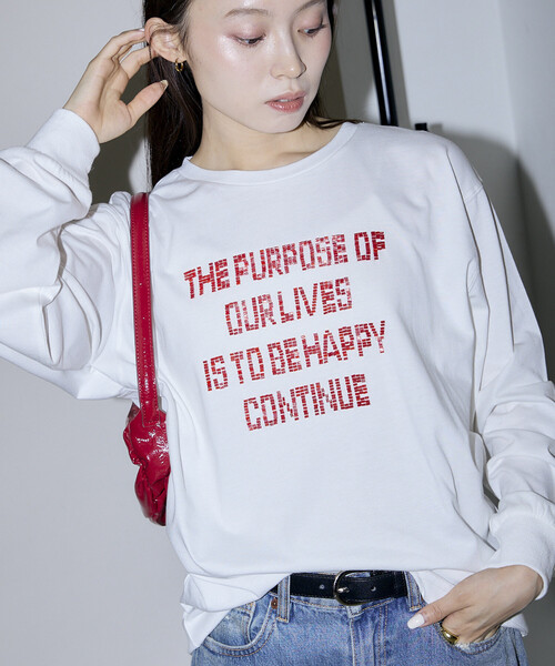 PUBLUX(パブリュクス)の「PUBLUX/パブリュクス ボックス ロゴ ビーズ 刺繍 ビッグシルエット ロンT 限定展開(Tシャツ/カットソー・レディース・グレー/ブラウン/オフホワイト/チャコールグレー・フリ-)」の19枚目の写真