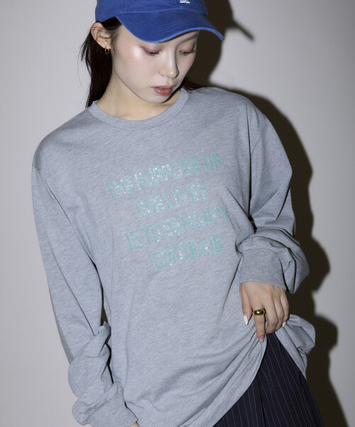 PUBLUX(パブリュクス)の「PUBLUX/パブリュクス ボックス ロゴ ビーズ 刺繍 ビッグシルエット ロンT 限定展開(Tシャツ/カットソー・レディース・グレー/ブラウン/オフホワイト/チャコールグレー・フリ-)」の21枚目の写真