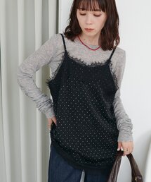 【WEB限定】ドットレーストリムキャミチュニック