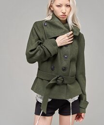 【26AW LOOK掲載品番】ワイドカラーベルテッドPコート