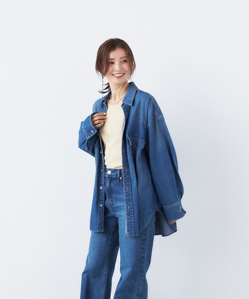 YANUK(ヤヌーク)の「CPOデニムシャツ(シャツ/ブラウス・レディース・ブルー・FREE)」の1枚目の写真