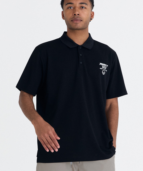 AIRIT(アイリット)の「スモールロゴ ピケTシャツ AM1238 BK(ポロシャツ・メンズ・ブラック・X-LARGE/XXX-LARGE/XXXXX-LARGE)」の1枚目の写真