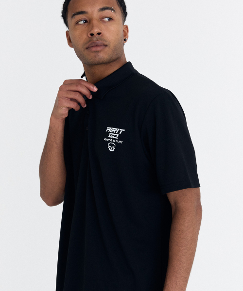 AIRIT(アイリット)の「スモールロゴ ピケTシャツ AM1238 BK(ポロシャツ・メンズ・ブラック・X-LARGE/XXX-LARGE/XXXXX-LARGE)」の3枚目の写真