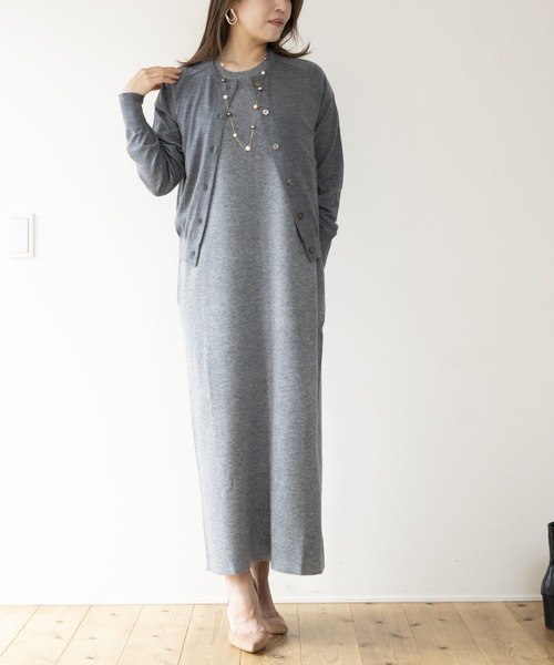 JOCOSA(ジョコサ)の「ウールニット バックスリット ロングワンピース(ワンピース・レディース・ワインレッド/グレー/チャコール・FREE)」の11枚目の写真