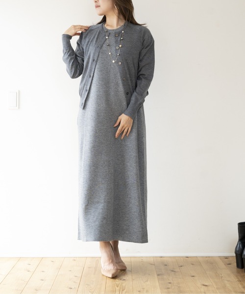 JOCOSA(ジョコサ)の「ウールニット バックスリット ロングワンピース(ワンピース・レディース・ワインレッド/グレー/チャコール・FREE)」の12枚目の写真