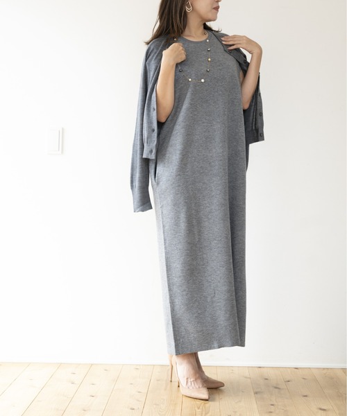 JOCOSA(ジョコサ)の「ウールニット バックスリット ロングワンピース(ワンピース・レディース・ワインレッド/グレー/チャコール・FREE)」の13枚目の写真