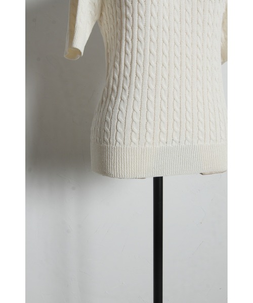 tocco closet（トッコ　クローゼット）の「【ZOZO限定】ネックパール装飾半袖シアーニットトップス（ニット/セーター・レディース・ブラック/ホワイト・M）」の16枚目の写真