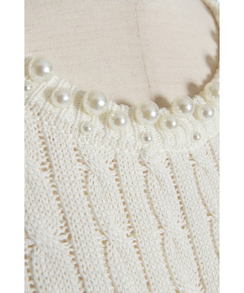 tocco closet（トッコ　クローゼット）の「【ZOZO限定】ネックパール装飾半袖シアーニットトップス（ニット/セーター・レディース・ブラック/ホワイト・M）」の17枚目の写真