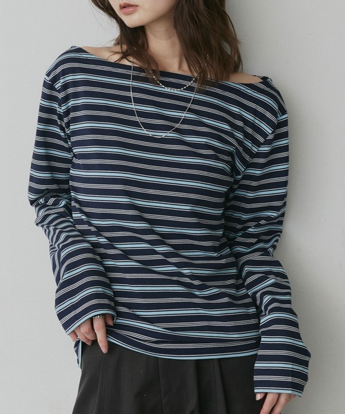 ad thie（アドティエ）の「アソート オフショルダー トップス（Tシャツ/カットソー・レディース・ベージュ系/グレー系/ネイビー系/オフホワイト/ブラック/ホワイト系・FREE）」の6枚目の写真