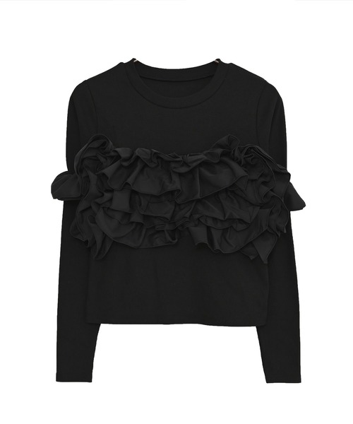 DAESE TOKYO(デセトウキョウ)の「フリル2WAYリブプルオーバー(Tシャツ/カットソー・レディース・ブラック/チャコールグレー/アイボリー・FREE)」の19枚目の写真