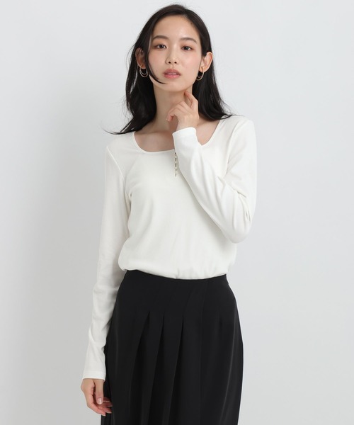 Andemiu(アンデミュウ)の「フロントパールリブカットソー/1043830(Tシャツ/カットソー・レディース・オフホワイト/ボルドー/ブラック・FREE)」の9枚目の写真
