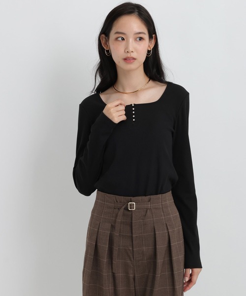 Andemiu(アンデミュウ)の「フロントパールリブカットソー/1043830(Tシャツ/カットソー・レディース・オフホワイト/ボルドー/ブラック・FREE)」の11枚目の写真