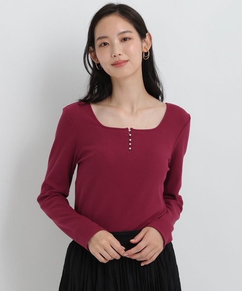 Andemiu(アンデミュウ)の「フロントパールリブカットソー/1043830(Tシャツ/カットソー・レディース・オフホワイト/ボルドー/ブラック・FREE)」の13枚目の写真