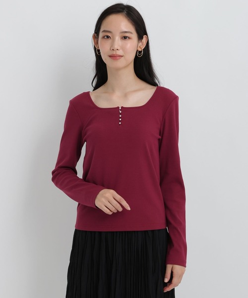 Andemiu(アンデミュウ)の「フロントパールリブカットソー/1043830(Tシャツ/カットソー・レディース・オフホワイト/ボルドー/ブラック・FREE)」の14枚目の写真