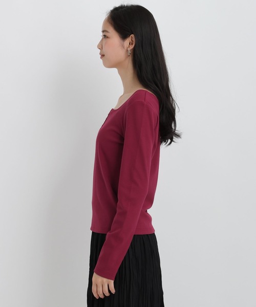 Andemiu(アンデミュウ)の「フロントパールリブカットソー/1043830(Tシャツ/カットソー・レディース・オフホワイト/ボルドー/ブラック・FREE)」の15枚目の写真