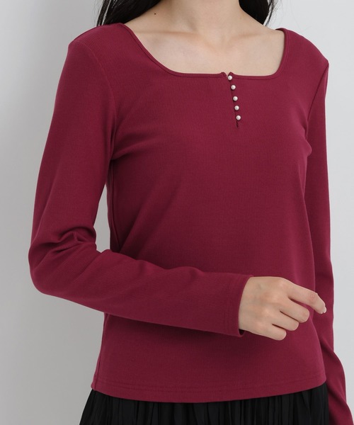 Andemiu(アンデミュウ)の「フロントパールリブカットソー/1043830(Tシャツ/カットソー・レディース・オフホワイト/ボルドー/ブラック・FREE)」の18枚目の写真