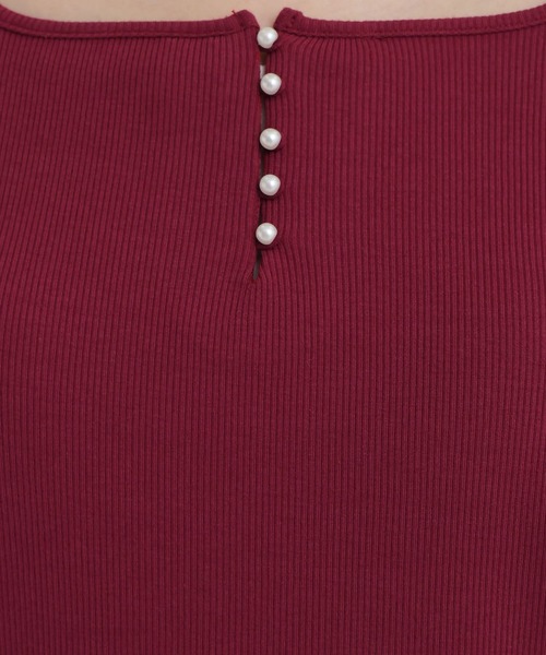 Andemiu(アンデミュウ)の「フロントパールリブカットソー/1043830(Tシャツ/カットソー・レディース・オフホワイト/ボルドー/ブラック・FREE)」の4枚目の写真