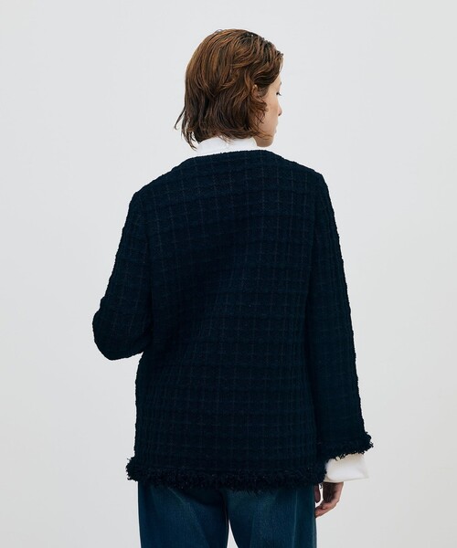 DES PRES(デ・プレ)の「【WEB先行予約】ツイードニット ノーカラージャケット(ノーカラージャケット・レディース・ブラック・FREE)」の6枚目の写真