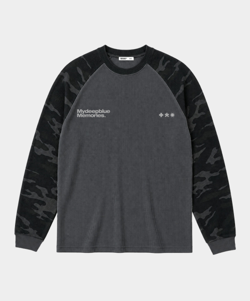 mydeepbluememories（マイディープブルーメモリーズ）の「MM LOGO ワッフルラグランTシャツ（ブラック）（Tシャツ/カットソー・レディース・ブラック・ONE SIZE）」の3枚目の写真