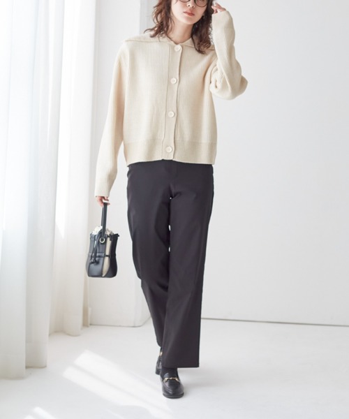 Tuche(トゥシェ)の「Tuche/トゥシェ ストレートパンツ マットレーヨン混 ストレッチ 裏微起毛(その他パンツ・レディース・ブラック/ネイビー/グレー・MEDIUM/LARGE/X-LARGE)」の2枚目の写真