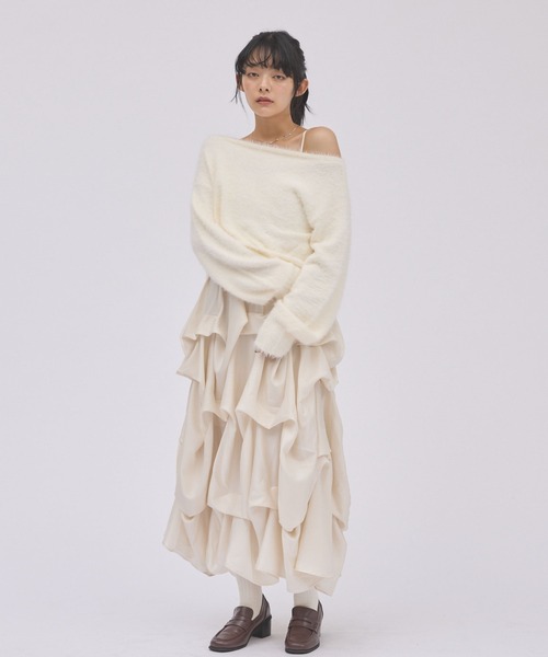 archives(アルシーヴ)の「ホイップキャミOP×ラメフェザーニットPOSET(ワンピース・レディース・グレー/ベージュ/アイボリー・MEDIUM)」の3枚目の写真