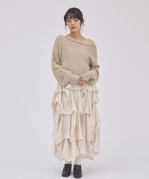 archives(アルシーヴ)の「ホイップキャミOP×ラメフェザーニットPOSET(ワンピース・レディース・グレー/ベージュ/アイボリー・MEDIUM)」の1枚目の写真