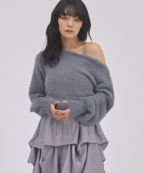 archives(アルシーヴ)の「ホイップキャミOP×ラメフェザーニットPOSET(ワンピース・レディース・グレー/ベージュ/アイボリー・MEDIUM)」の7枚目の写真