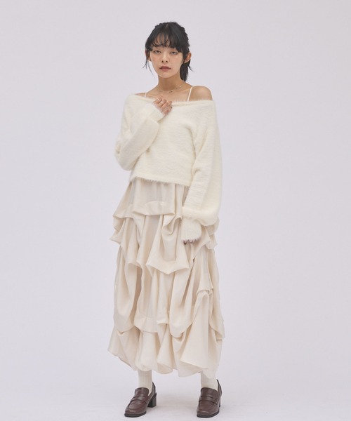 archives(アルシーヴ)の「ホイップキャミOP×ラメフェザーニットPOSET(ワンピース・レディース・グレー/ベージュ/アイボリー・MEDIUM)」の15枚目の写真