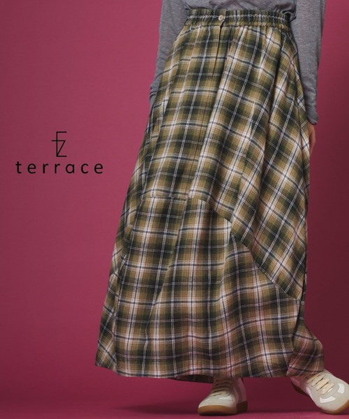 terrace（テラス）の「チェック柄バルーンネルスカート（スカート・レディース・イエロー/ブラウン/ネイビー/グリーン/ブラック・FREE）」の3枚目の写真