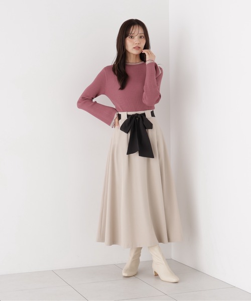 PROPORTION BODY DRESSING(プロポーションボディドレッシング)の「リボンフレアタックスカート / 1216220007(スカート・レディース・ベージュ/ダークグレー・SMALL/P/S/MEDIUM)」の2枚目の写真