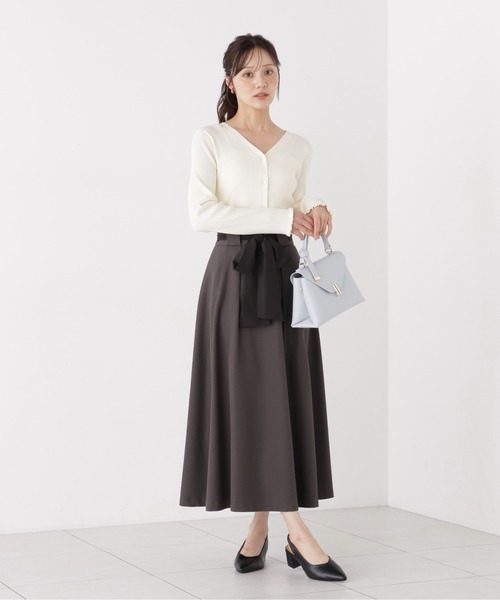 PROPORTION BODY DRESSING(プロポーションボディドレッシング)の「リボンフレアタックスカート / 1216220007(スカート・レディース・ベージュ/ダークグレー・SMALL/P/S/MEDIUM)」の1枚目の写真