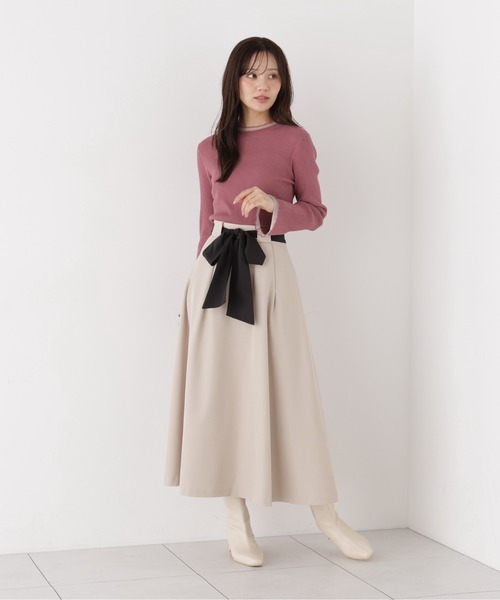 PROPORTION BODY DRESSING(プロポーションボディドレッシング)の「リボンフレアタックスカート / 1216220007(スカート・レディース・ベージュ/ダークグレー・SMALL/P/S/MEDIUM)」の7枚目の写真