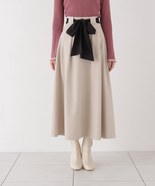 PROPORTION BODY DRESSING(プロポーションボディドレッシング)の「リボンフレアタックスカート / 1216220007(スカート・レディース・ベージュ/ダークグレー・SMALL/P/S/MEDIUM)」の9枚目の写真
