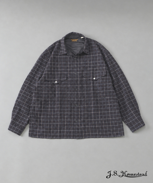 JOURNAL STANDARD J.S HOMESTEAD(ジャーナルスタンダードホームステッド)の「J.S.Homestead / ウール コットン チェック クルーザー シャツ(シャツ/ブラウス・メンズ・ブラウン/ブラック・LARGE/MEDIUM)」の1枚目の写真