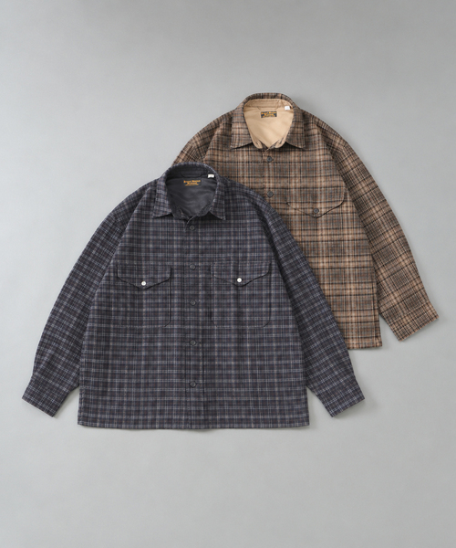 JOURNAL STANDARD J.S HOMESTEAD(ジャーナルスタンダードホームステッド)の「J.S.Homestead / ウール コットン チェック クルーザー シャツ(シャツ/ブラウス・メンズ・ブラウン/ブラック・LARGE/MEDIUM)」の3枚目の写真