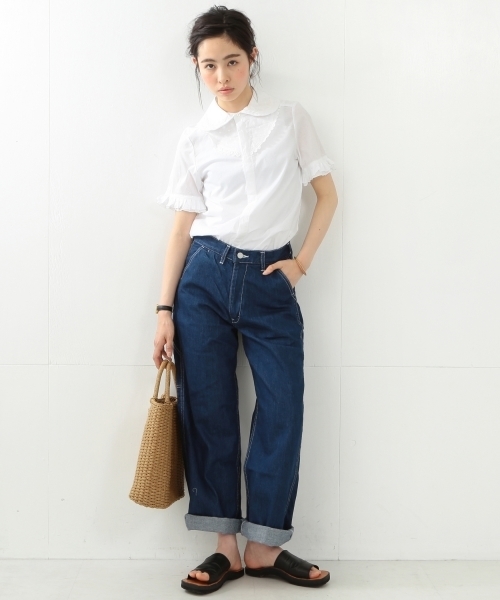 BEAMS BOY(ビームスボーイ)の「TORI-TO / 2重フリルスリーブ 半袖シャツ(シャツ/ブラウス・レディース・ホワイト/ネイビー・ONE SIZE)」の5枚目の写真